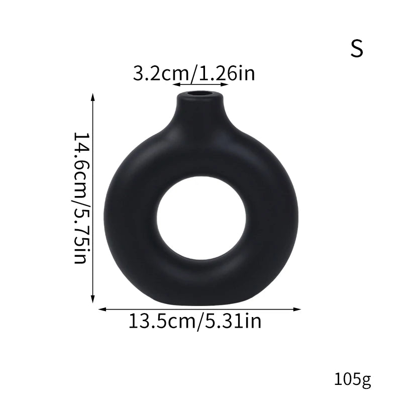 Donut-Shaped Decorative Plastic Vase for Home & Office