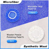 A set of 15 polishing pads including microfiber wax pads and wool fleece pads for car detailing