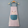 A light pink waterproof kitchen apron featuring a cute deer face design and teal accents.