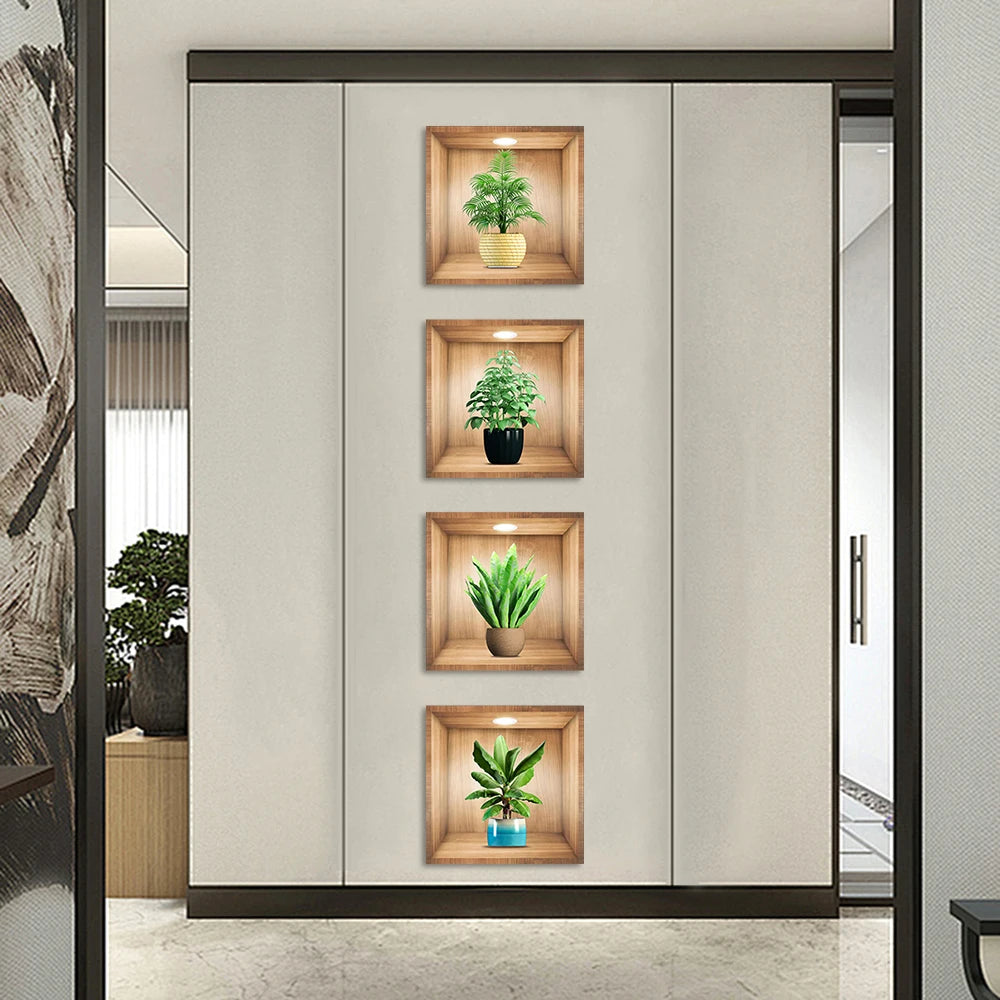 Self-Adhesive PVC Plant Wall Stickers – Waterproof & Oil-Resistant Decor for Cabinets, Tiles & More