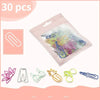 A set of 30 colorful decorative bookmarks featuring paper clips and various fruit, snack, and animal designs.