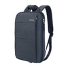 A dark gray slim expandable laptop backpack with a black strap and the brand name UOZL visible.