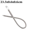A silver bendable drawstring threader tool with a flexible spring.
