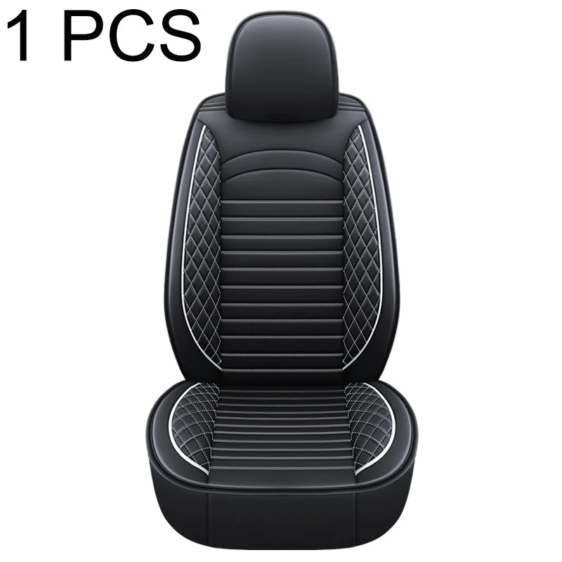 A black premium PU leather car seat cover for universal fit and all-season protection.