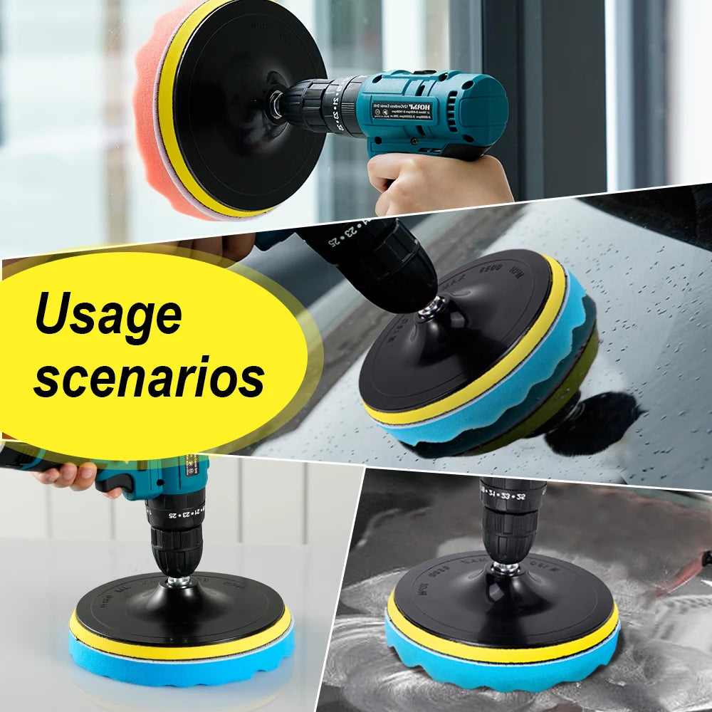 5-Piece Foam Waffle Polishing Pad Set for Car Detailing