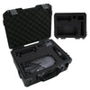 Black hard shell protective storage case for tools and instruments shown open with internal compartments.