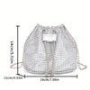 Rhinestone Bucket Crossbody Bag with Detachable Chain Strap