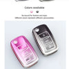 A close-up view of a pink soft TPU car key cover for VW, Skoda, and Seat vehicles.