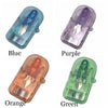 Four compact portable sewing kits in blue, purple, orange, and green travel storage cases.