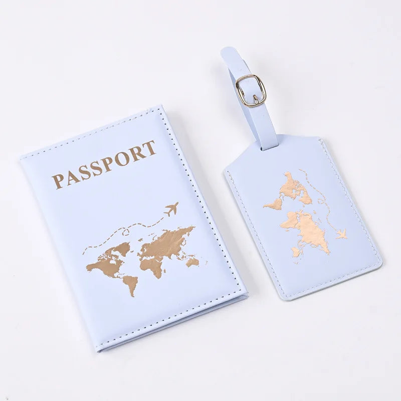 Map Pattern Passport Cover and Luggage Tag Set