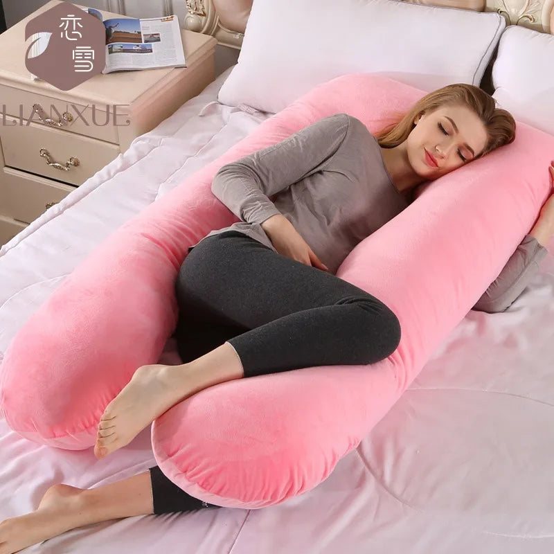 U-Shaped Full Body Pregnancy Pillow with Removable Velvet Cover