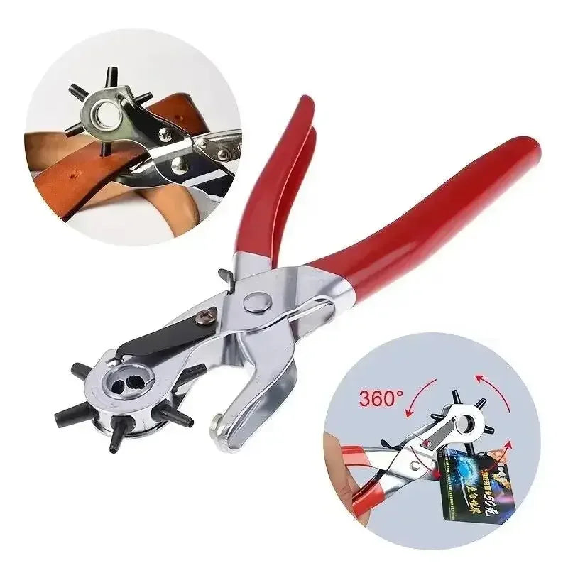 Rotary Leather Hole Punch Pliers - 6 Interchangeable Sizes