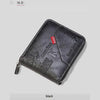 Men's Waxed Leather Bifold Wallet with All-Around Zipper