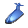 A blue shark fin car antenna signal booster with a sleek, aerodynamic design.