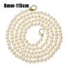 A strand of 8mm pearl beads on a gold-toned chain, suitable for handbags or DIY purses.