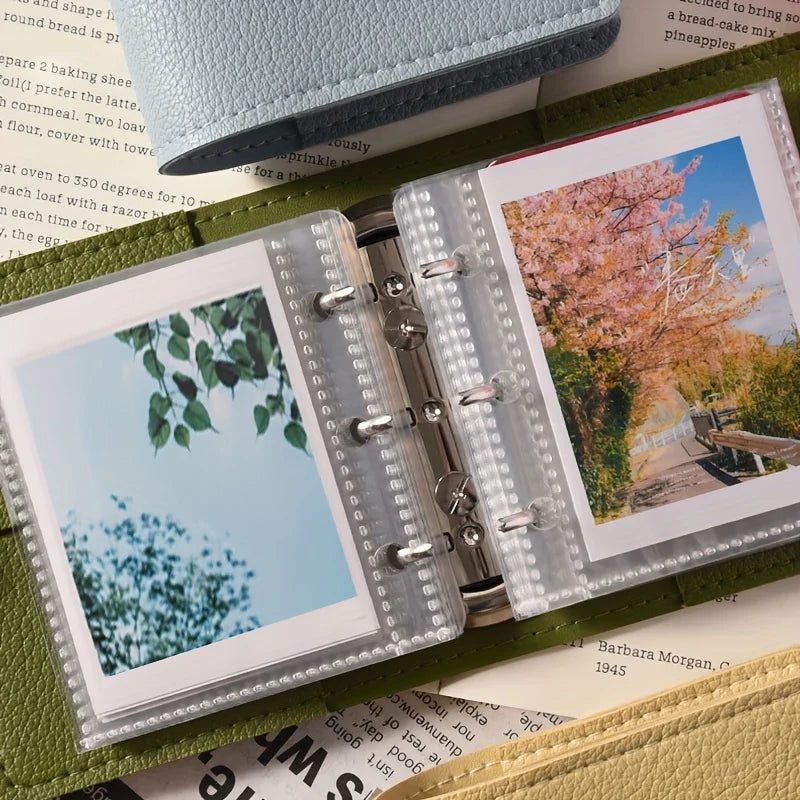 Mini Faux Leather Photo Album with 50 Transparent Pages