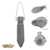Handcrafted stainless steel coin purse with a long chain and decorative mesh design