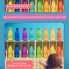 A children's color matching game showing bottles of various colors arranged in rows.