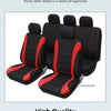 Black and red memory foam seat cushions shown in a row for automotive use
