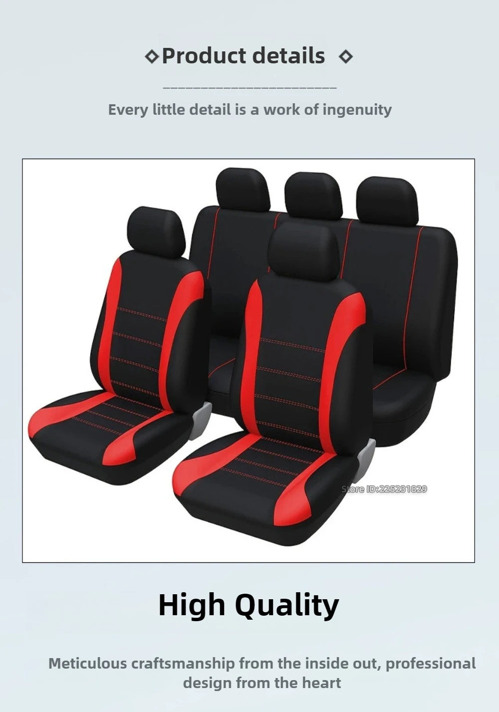 Black and red memory foam seat cushions shown in a row for automotive use