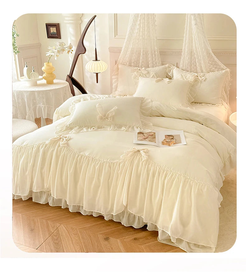 Princess Chiffon Duvet Cover with Romantic Ruffles