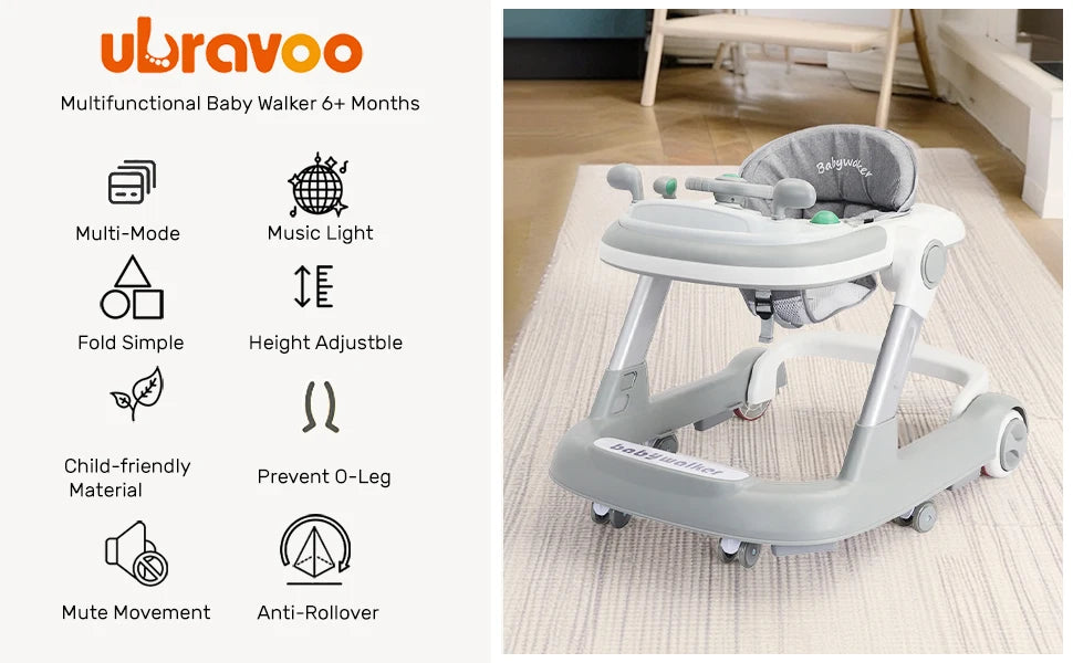 2-in-1 Convertible Baby Walker with Removable Activity Tray