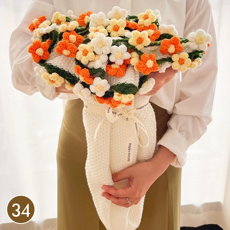 Hand Knitted Rose Bouquet Throw Blanket