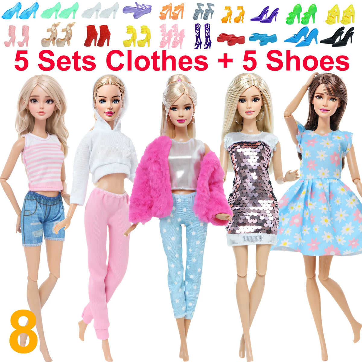 Fashion Doll Clothing Set with Shoes for 11.5-12 Inch Dolls