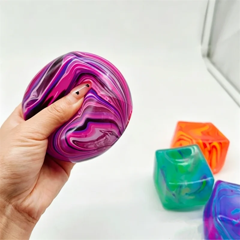 Squishy Stress Relief Cube with Soothing Swirl Design