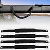 Black paracord grab handles for a Ford Bronco, shown attached to the vehicle's exterior.