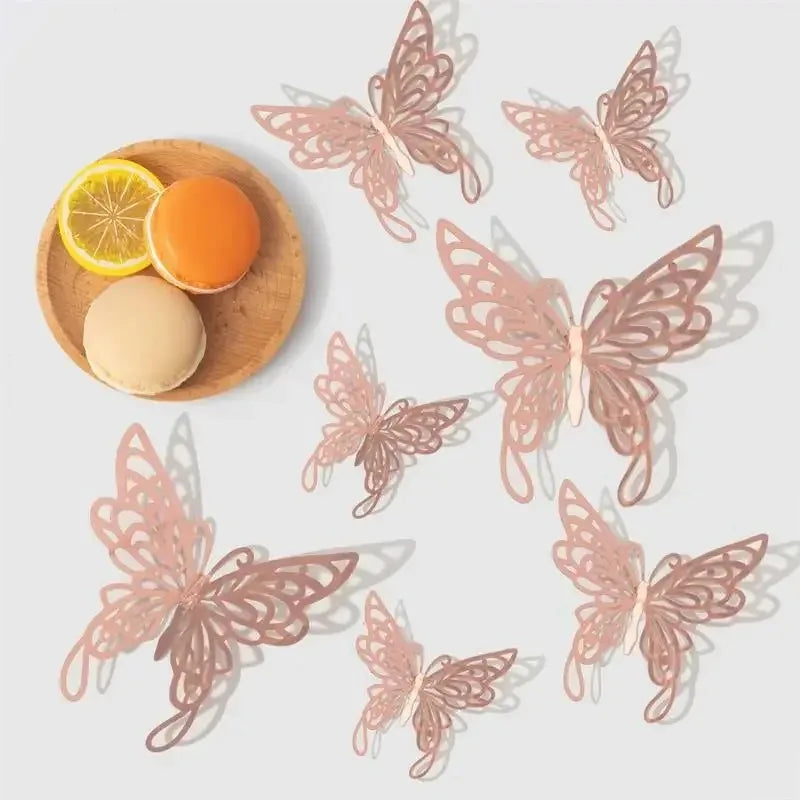 3D Rose Gold Butterfly Wall Decals for Home Decor