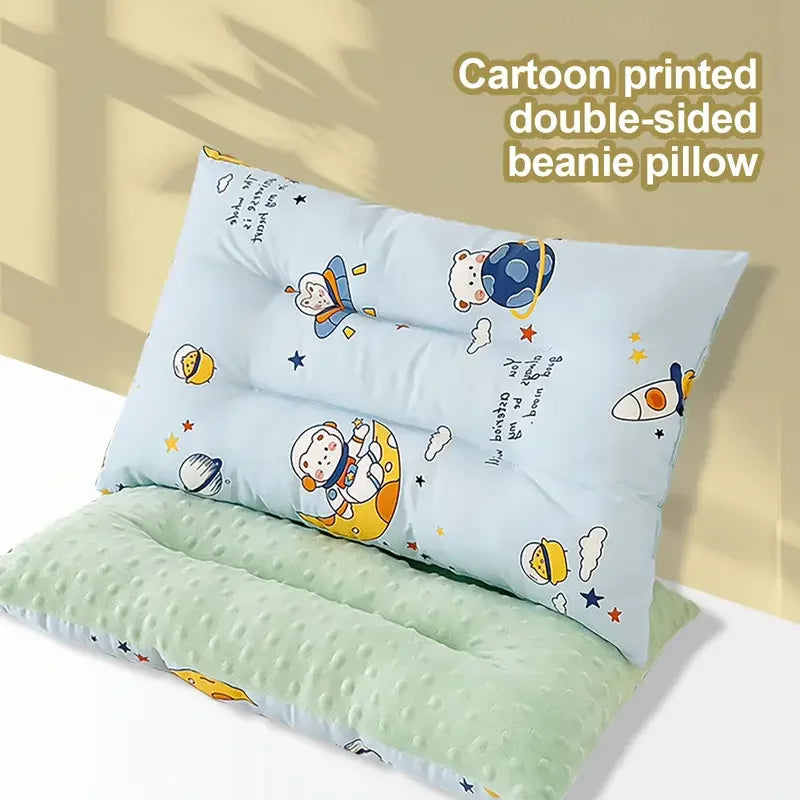 Reversible Baby Pillow with Cartoon Animal Patterns