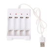 White battery charger with three slots for AA and AAA rechargeable batteries