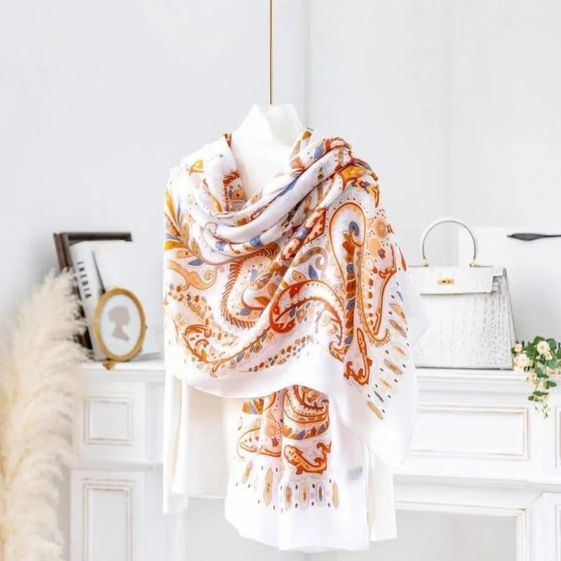 Large Color-Block Cotton-Linen Feel Scarf & Shawl