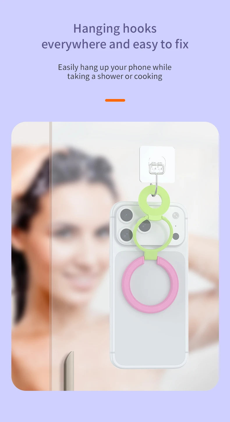 Double-Sided Magnetic Phone Ring Holder with Kickstand