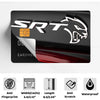 Black credit card skin cover sticker featuring the SRT logo and anti fingerprint, scratch, and waterproof protection.