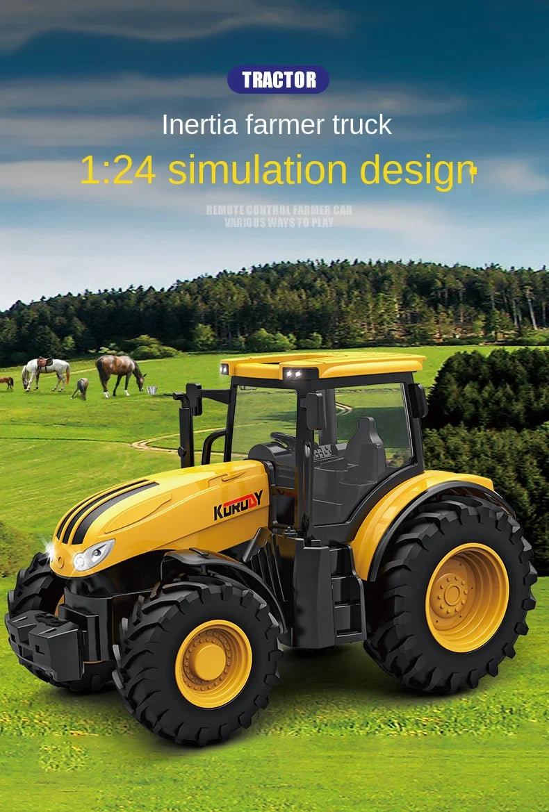 Remote-Controlled Farm Tractor Toy with Realistic Engineering Details
