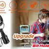 A magnetic 1/4 hex shank socket screwdriver drill bit holder keychain with quick-release chuck shown next to a man and boy.