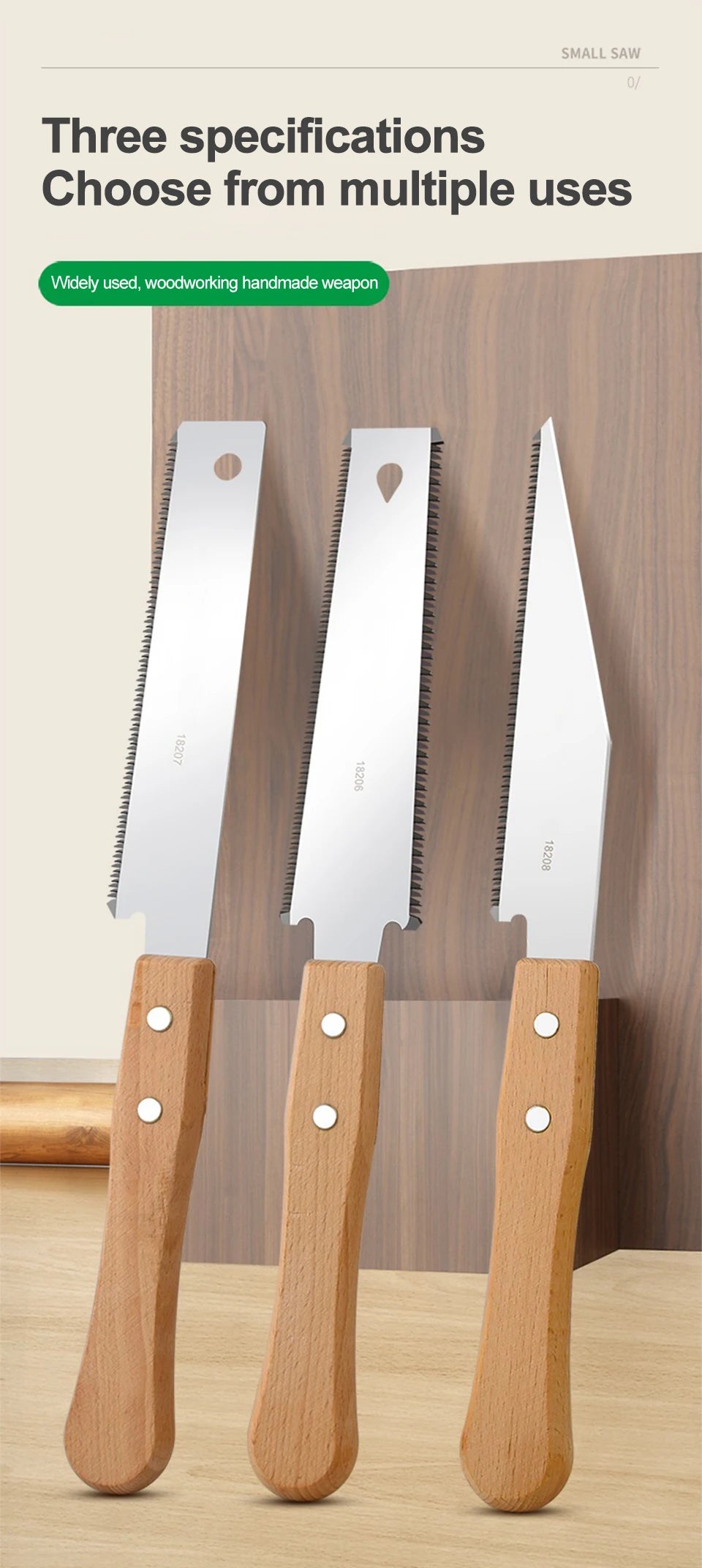 Japanese-Style Pull Saw with Wooden Handle