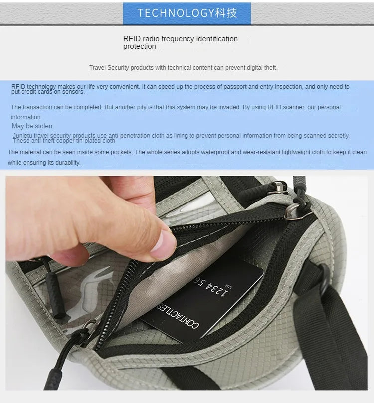 RFID Blocking Travel Neck Wallet with Multiple Pockets