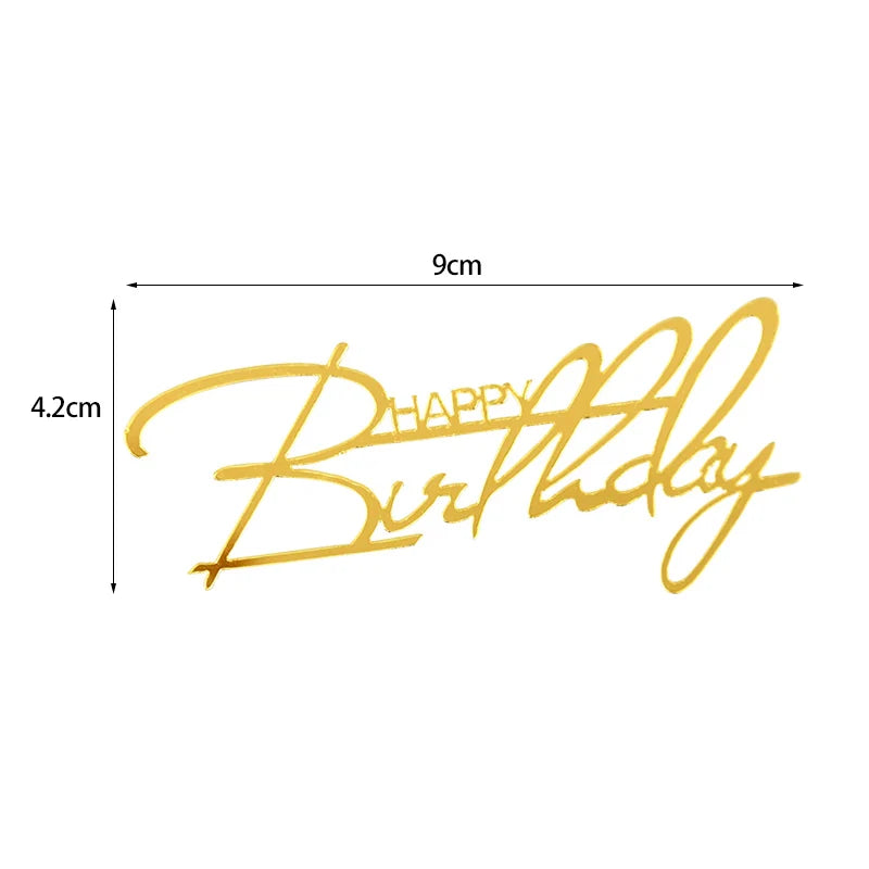 Golden Acrylic Happy Birthday Cake Topper