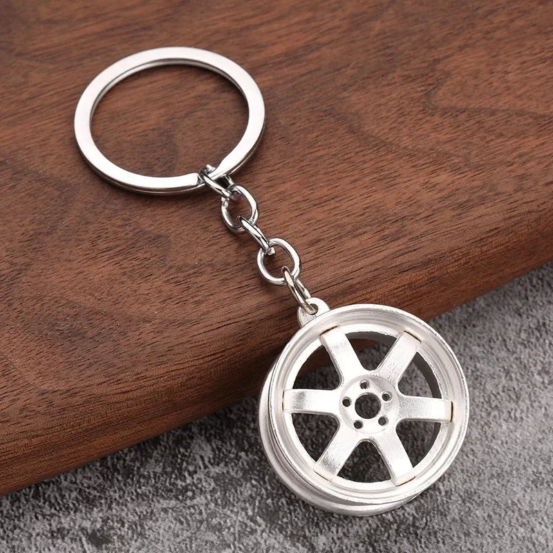 Gearbox Keychain with Turbo Hub and Brake Disc Pendant