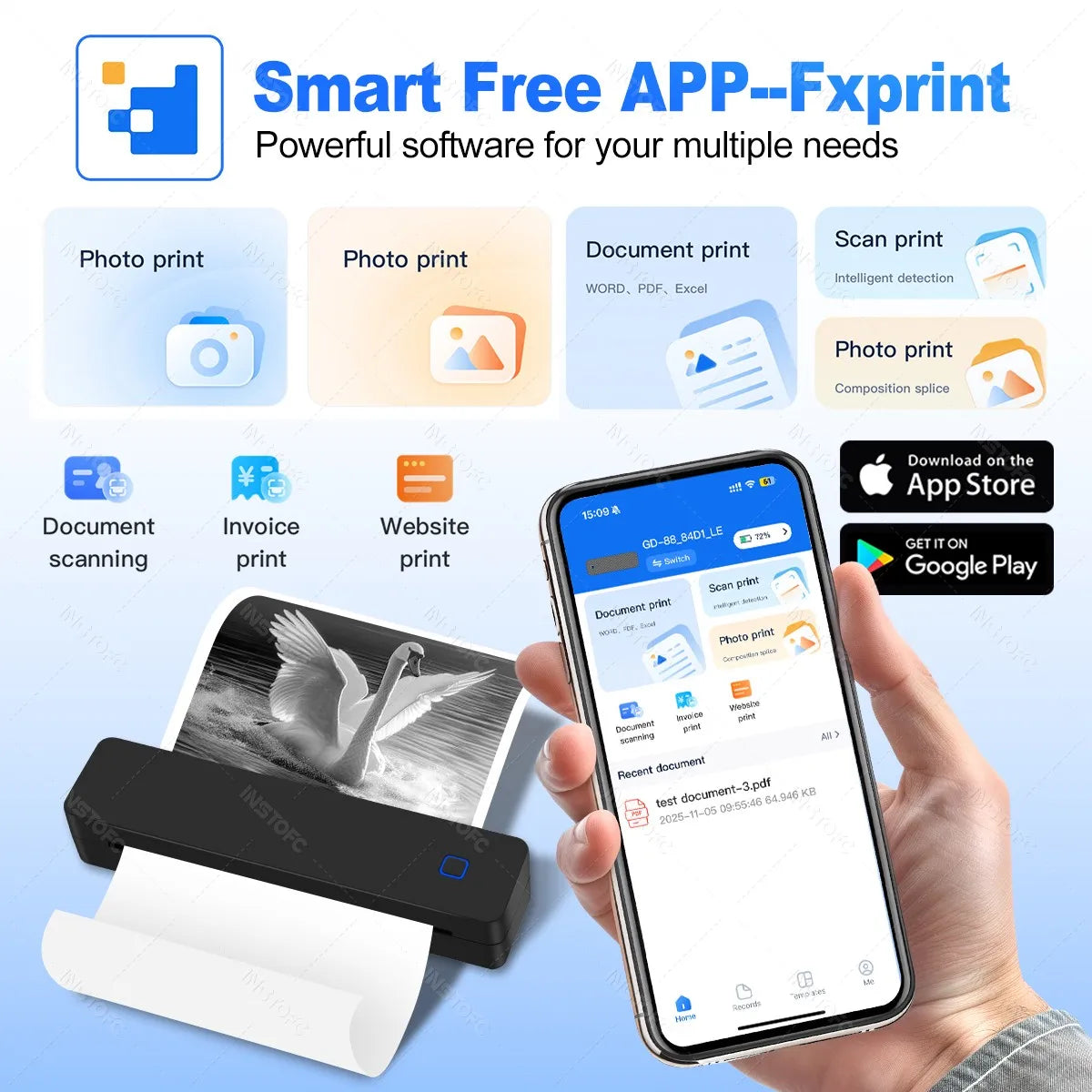 Imprimante Thermique Sans Fil Portable