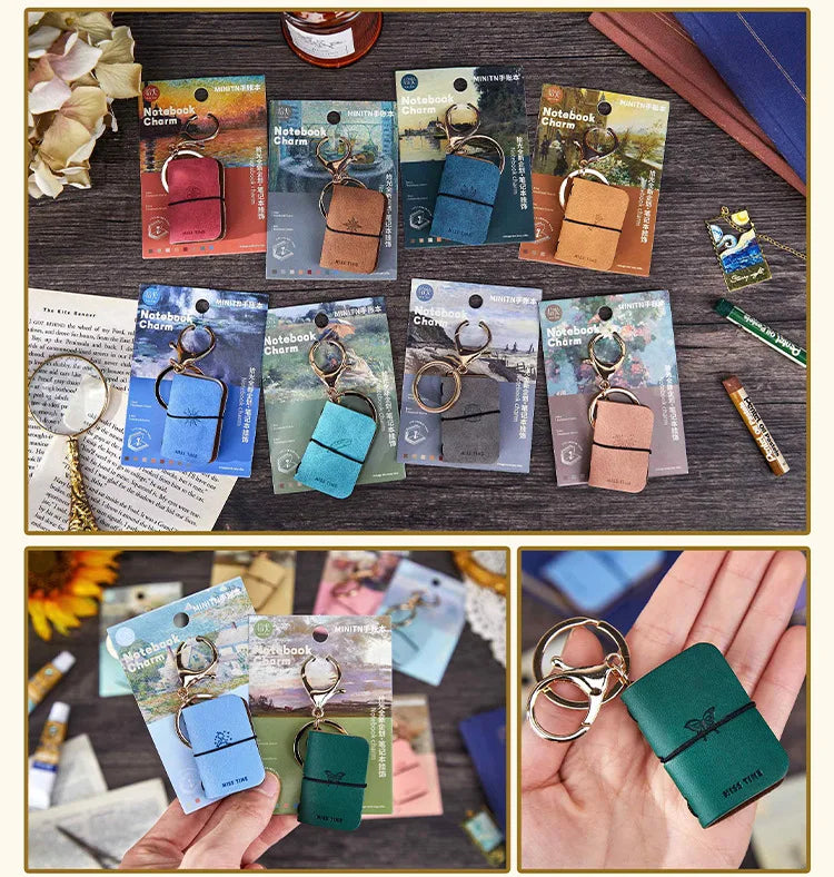 Mini PU Leather Journal Keychain with Keyring