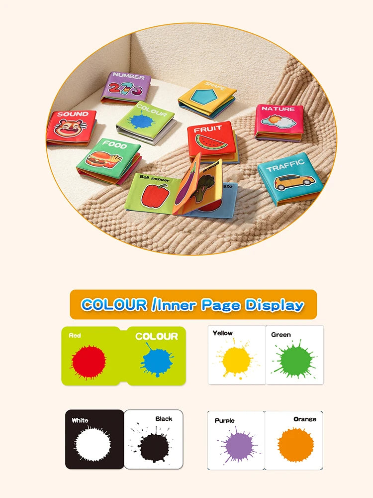 Soft Cloth Books Set for Babies – 9 Washable Early Learning Toys