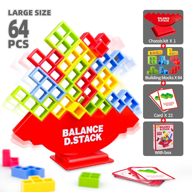 Balance Stacking Block Game with Cards & Challenges