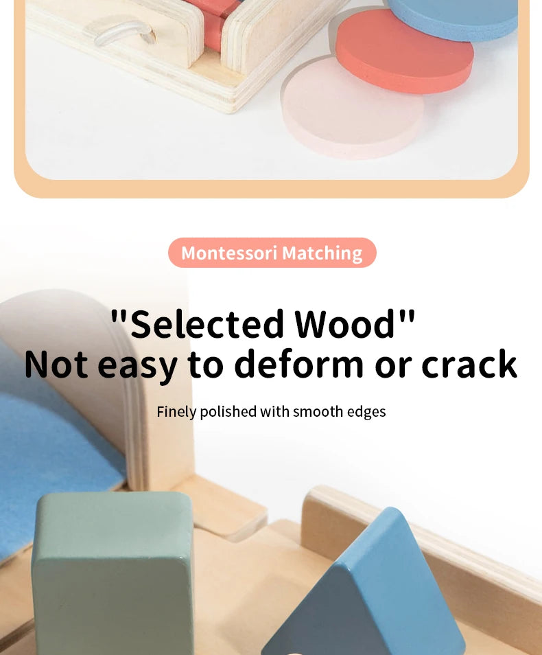 Montessori 4-in-1 Wooden Color Sorting & Shape Matching Box for Toddlers