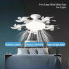 Five large white mute fans mounted above a bed with remote control and dimming features