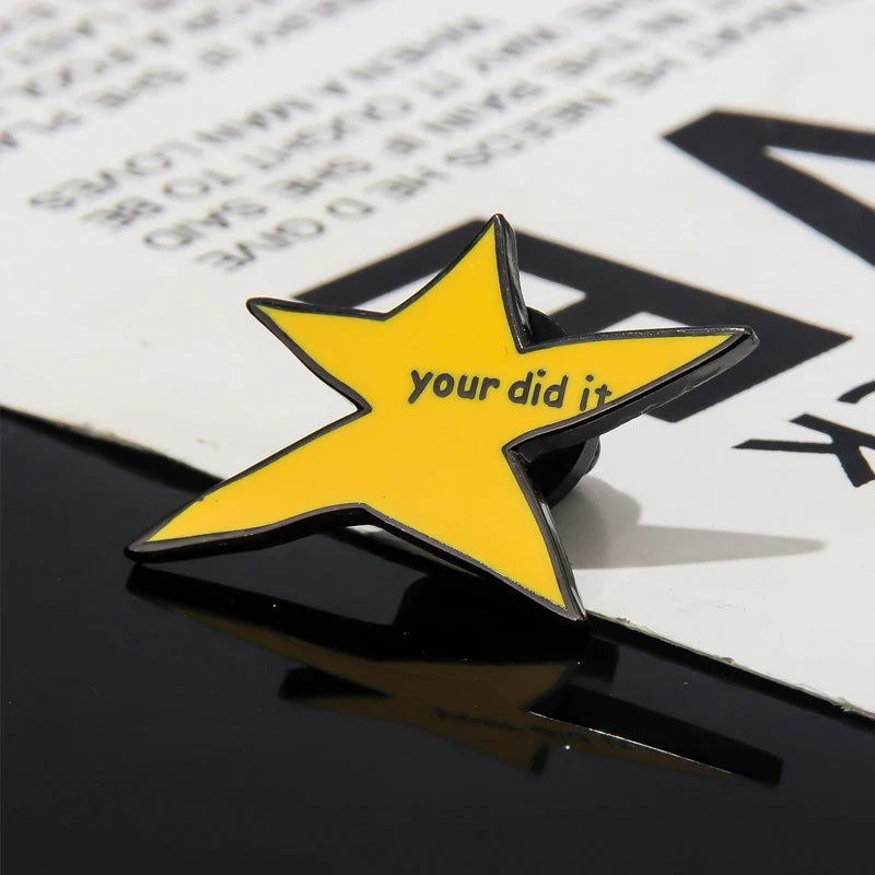 Fun Meteor Enamel Pin with Star Design