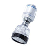 A clear plastic faucet filter cartridge with a silver cap and black base.